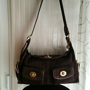 NEW COACH  BLEEKER STREET BROWN SUEDE HAVERSACK